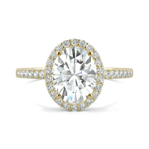 Moissanite Oval Halo Ring In 14K Yellow Gold (2 3/8 Ct. Tw.)