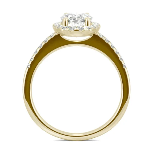 Moissanite Oval Halo Ring In 14K Yellow Gold (2 5/8 Ct. Tw.)