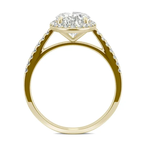 Moissanite Oval Halo Ring In 14K Yellow Gold (2 3/8 Ct. Tw.)