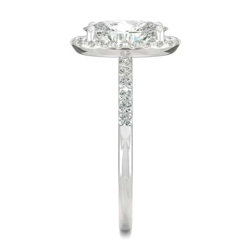 Moissanite Oval Halo Ring In 14K White Gold (2 5/8 Ct. Tw.)