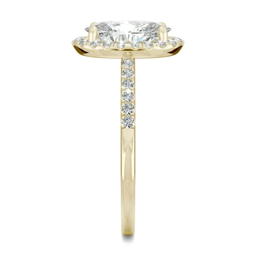 Moissanite Oval Halo Ring In 14K Yellow Gold (2 5/8 Ct. Tw.)