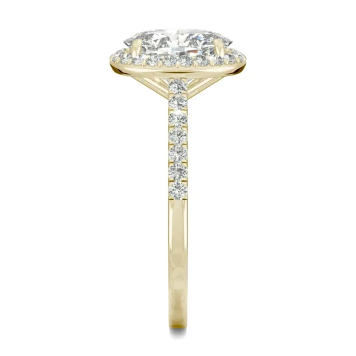 Moissanite Oval Halo Ring In 14K Yellow Gold (2 3/8 Ct. Tw.)
