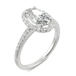 Moissanite Oval Halo Ring In 14K White Gold (2 5/8 Ct. Tw.)