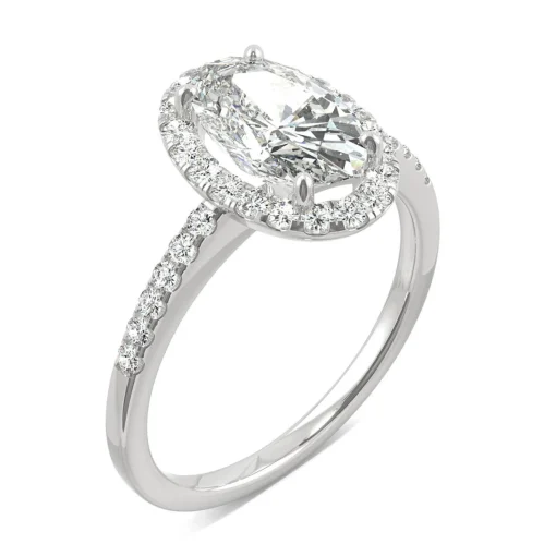 Moissanite Oval Halo Ring In 14K White Gold (2 5/8 Ct. Tw.)