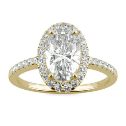 Moissanite Oval Halo Ring In 14K Yellow Gold (2 5/8 Ct. Tw.)
