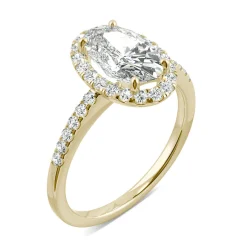 Moissanite Oval Halo Ring In 14K Yellow Gold (2 5/8 Ct. Tw.)