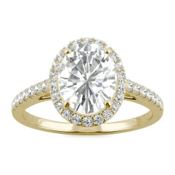 Moissanite Oval Halo Ring In 14K Yellow Gold (2 3/8 Ct. Tw.)