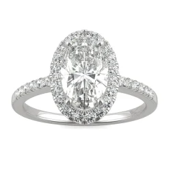 Moissanite Oval Halo Ring In 14K White Gold (2 5/8 Ct. Tw.)