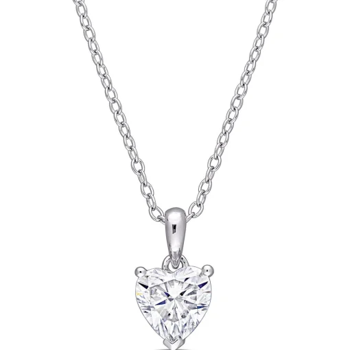 Moissanite Pendant Heart In Sterling Silver (1 Ct.)