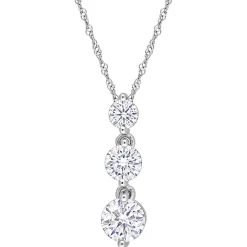 Moissanite Pendant With Three-Stone Drop In Sterling Silver (1 2/5 Ct. Tw.)