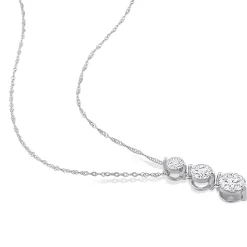 Moissanite Pendant With Three-Stone Drop In Sterling Silver (1 2/5 Ct. Tw.)