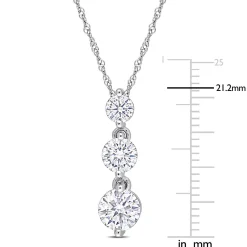 Moissanite Pendant With Three-Stone Drop In Sterling Silver (1 2/5 Ct. Tw.)