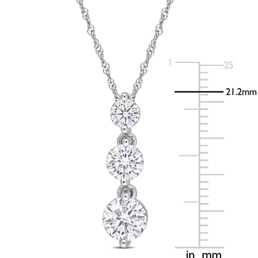 Moissanite Pendant With Three-Stone Drop In Sterling Silver (1 2/5 Ct. Tw.)