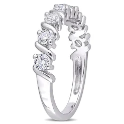Moissanite Ring With S-Style Setting In Sterling Silver