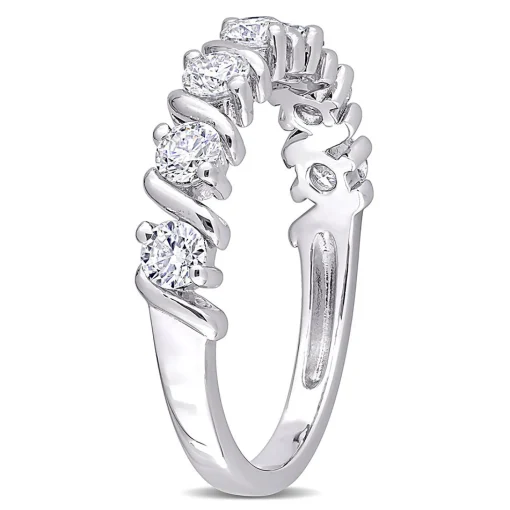 Moissanite Ring With S-Style Setting In Sterling Silver