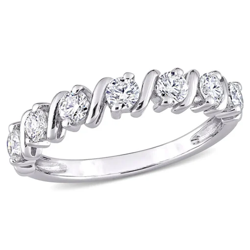 Moissanite Ring With S-Style Setting In Sterling Silver