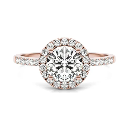Moissanite Round Halo Ring In 14K Rose Gold (1 1/3 Ct. Tw.)