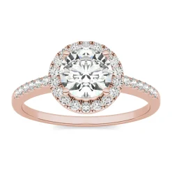 Moissanite Round Halo Ring In 14K Rose Gold (1 1/3 Ct. Tw.)