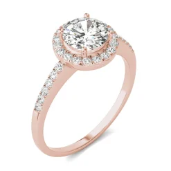 Moissanite Round Halo Ring In 14K Rose Gold (1 1/3 Ct. Tw.)