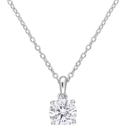 Moissanite Solitaire Pendant In Sterling Silver (1 Ct.)
