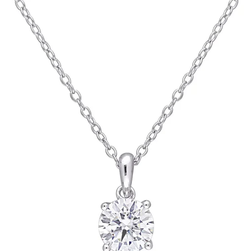 Moissanite Solitaire Pendant In Sterling Silver (1 Ct.)