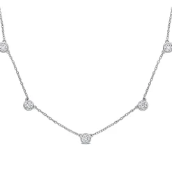 Moissanite Station Necklace In Sterling Silver (2 1/4 Ct. Tw.)