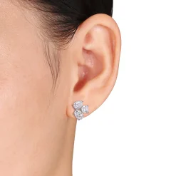 Moissanite Stud Earrings With Three Shapes In Sterling Silver