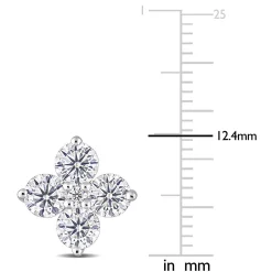 Moissanite Stud Earrings With Clover-Shaped Clusters In Sterling Silver (3 1/4 Ct. Tw.)
