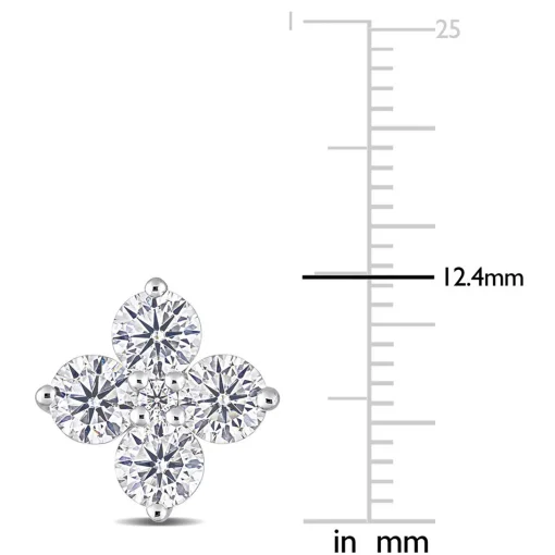 Moissanite Stud Earrings With Clover-Shaped Clusters In Sterling Silver (3 1/4 Ct. Tw.)