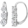 Moissanite Three-Stone Drop Earrings In Sterling Silver (2 1/4 Ct. Tw.)