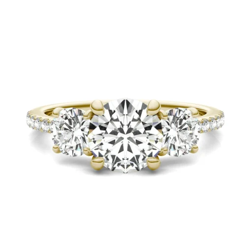 Moissanite Three-Stone Ring In 14K Yellow Gold (2 1/7 Ct. Tw.)