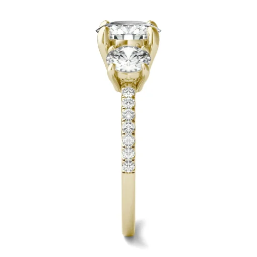 Moissanite Three-Stone Ring In 14K Yellow Gold (2 1/7 Ct. Tw.)