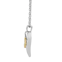 Mom Heart Pendant With Diamond Accents In Sterling Silver & 10K Yellow Gold