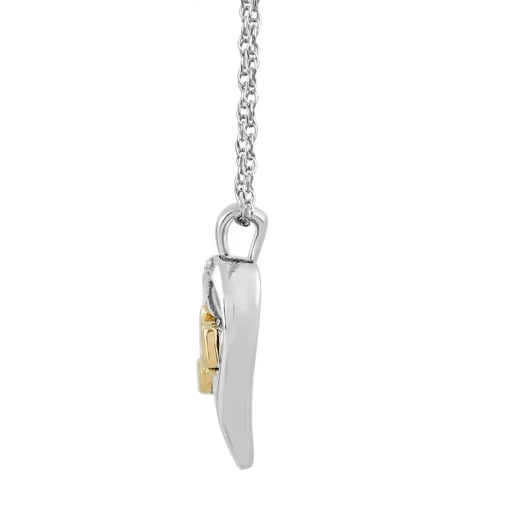 Mom Heart Pendant With Diamond Accents In Sterling Silver & 10K Yellow Gold