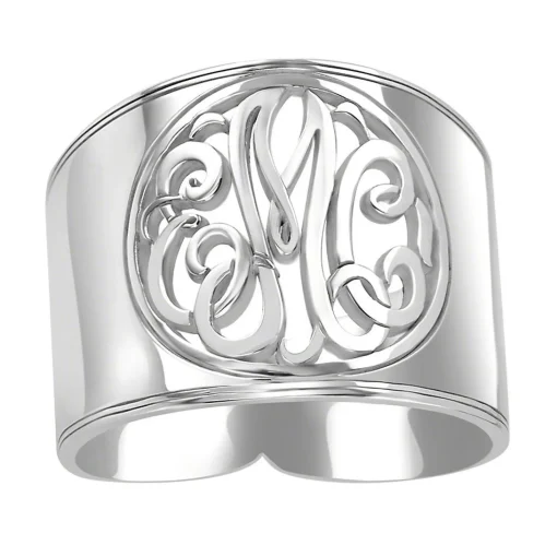 Monogram Initial Ring In Sterling Silver