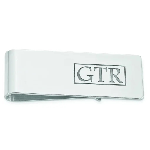 Monogram Money Clip In Sterling Silver