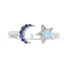 Moon & Star Opal, Sapphire And Diamond Accent Ring In 10K White Gold