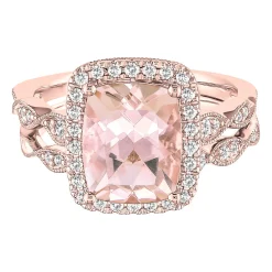 Morganite & 1/3 Ct. Tw. Diamond Ring In 14K Rose Gold