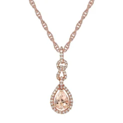 Morganite & 1/4 Ct. Tw. Diamond Pendant In 10K Rose Gold