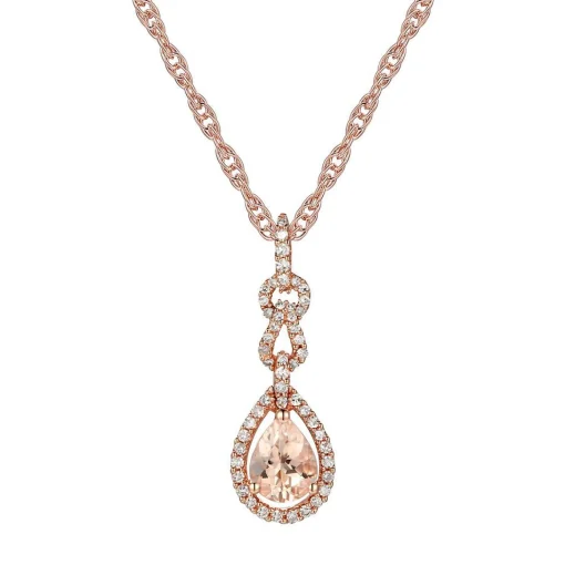 Morganite & 1/4 Ct. Tw. Diamond Pendant In 10K Rose Gold