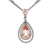 Morganite & 1/2 Ct. Tw. Diamond Drop Necklace In 14K White & Rose Gold