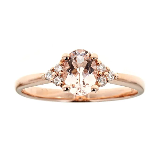 Morganite & 1/10 Ct. Tw. Diamond Ring In 10K Rose Gold