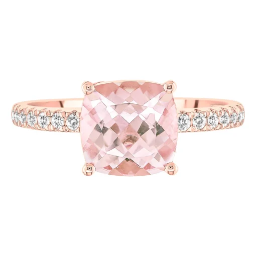Morganite & 1/3 Ct. Tw. Diamond Ring In 14K Rose Gold