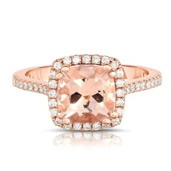 Morganite & 1/4 Ct. Tw. Diamond Ring In 14K Rose Gold