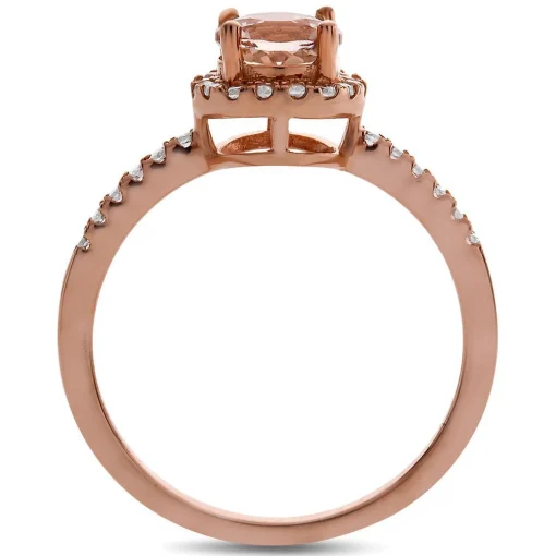 Morganite & 1/5 Ct. Tw. Diamond Ring In 10K Rose Gold