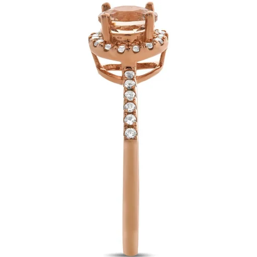 Morganite & 1/5 Ct. Tw. Diamond Ring In 10K Rose Gold