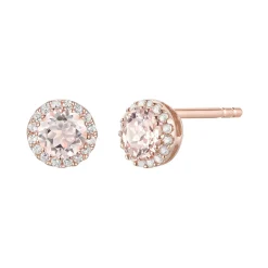 Morganite & Diamond Accent Stud Earrings In 14K Rose Gold