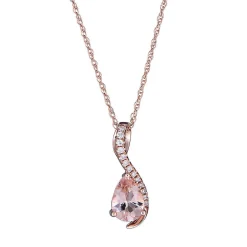 Morganite & Diamond Pendant In 10K Rose Gold