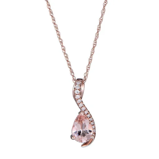 Morganite & Diamond Pendant In 10K Rose Gold