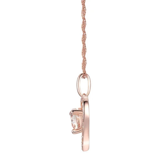 Morganite And Diamond Heart Pendant In 10K Rose Gold (1/8 Ct. Tw.)